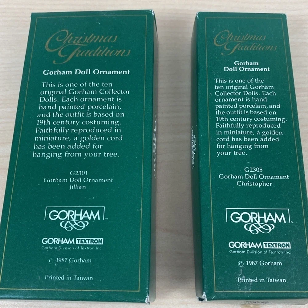 VTG Gorham Porcelain Doll Christmas Ornaments 4” tall